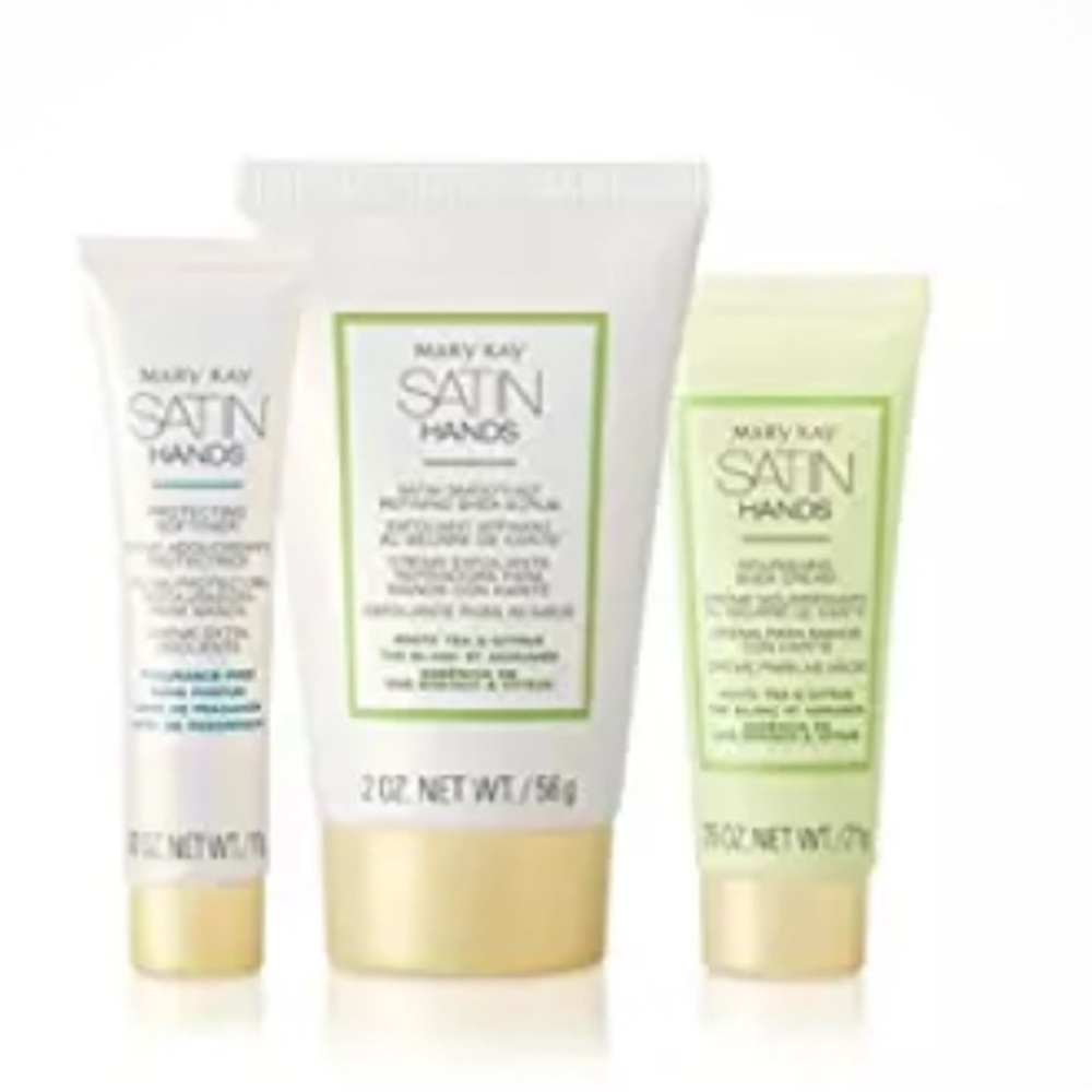 NEW Mary Kay White Tea & Citrus Satin Hands MINI Pamper Set Softener/Scrub/Cream
